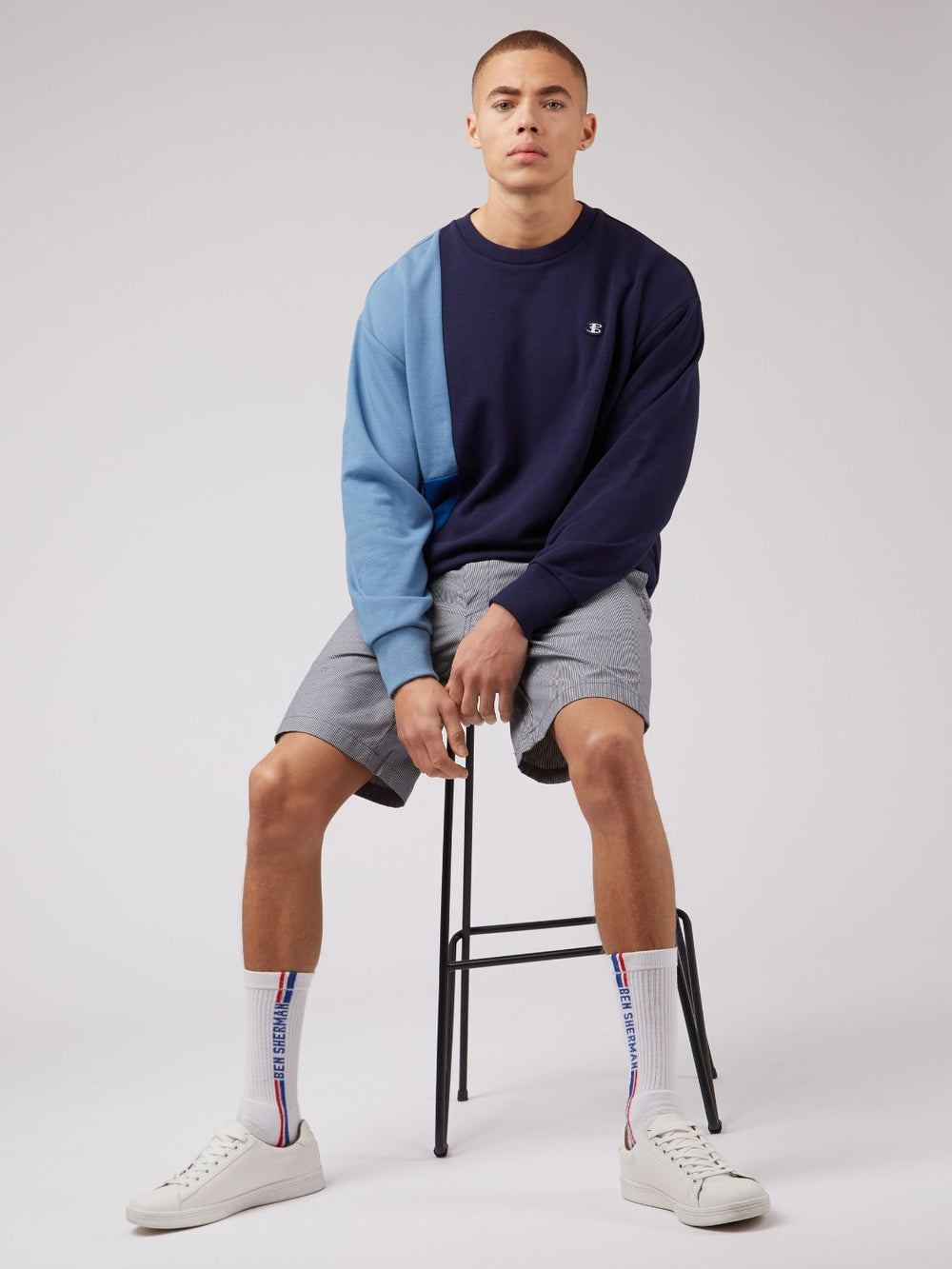 Sweats Ben Sherman B by Ben Sherman Colorblock Crewneck Bleu | LLM-82097318